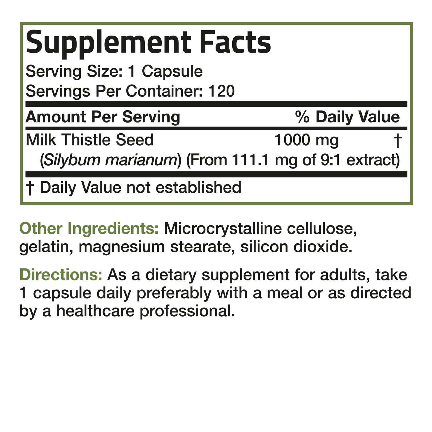 Milk Thistle 1000Mg (Silybum Marianum) High Potency Liver Health Support, 120 Capsules