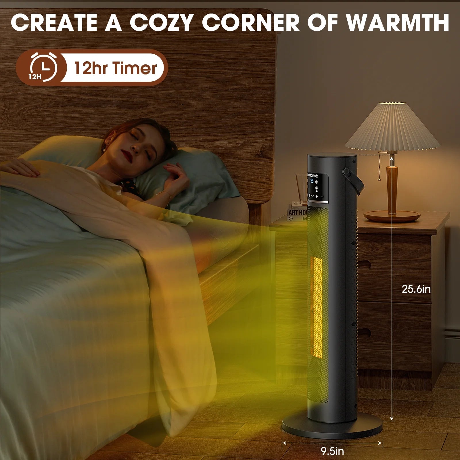 Space Heater for Indoor Use 1500W 26" Oscillating Electric Tower Electric Heater with Remote