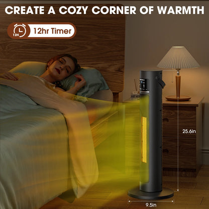 Space Heater for Indoor Use 1500W 26" Oscillating Electric Tower Electric Heater with Remote