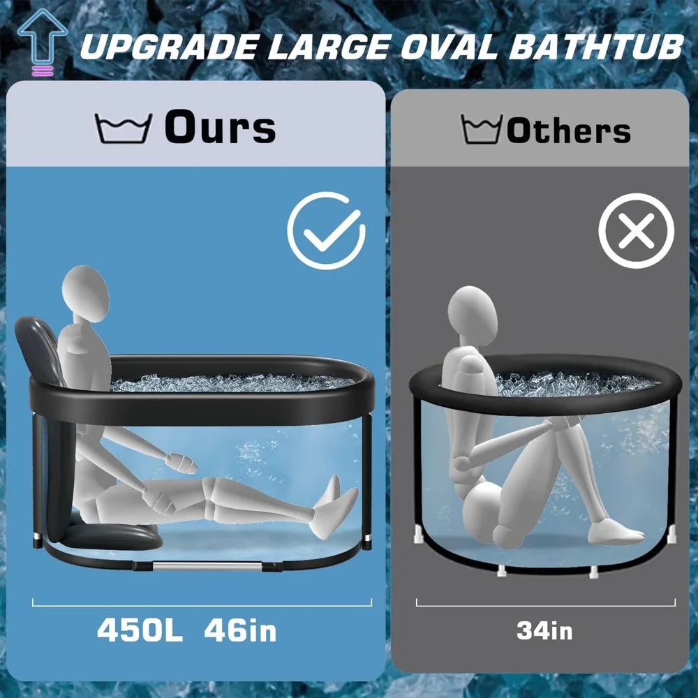 Upgrade XL 129 Gal Large Oval Ice Bath Tub for Athletes,Multiple Layered Portable Outdoor Cold Plunge Tub for Recovery