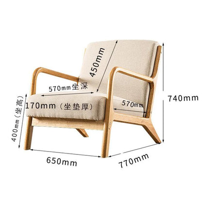 Nordic Leisure Sofa Chair Balcony Wood Chair Bedroom Living Room Furniture with Soft Padded Pillow