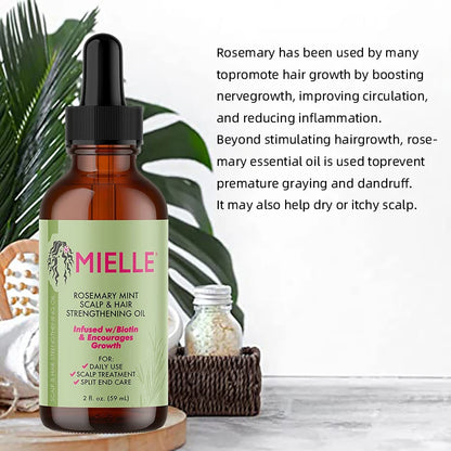 Rosemary Hair Growth Essential Oil Mint Hair Strengthening Oil Nourishing Treatment for Dry and Split Ends Organics Hair Oil