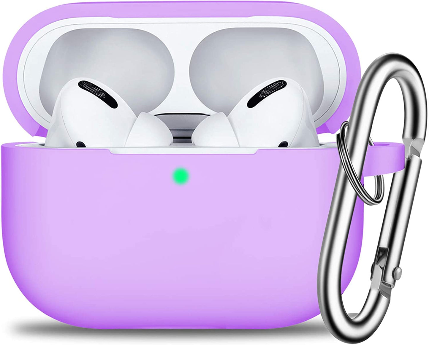 Compatible with Airpods Pro Case with Keychain,Full Protective Silicone Skin Accessories for Women Men Girl Compatible with Apple 2019 Latest Airpods Pro Case,Front LED Visible,Lavender