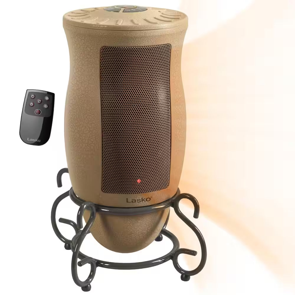 Designer Series 1500W 16 In. Beige Electric Tower Ceramic Space Heater with Timer, Thermostat, and Remote Control