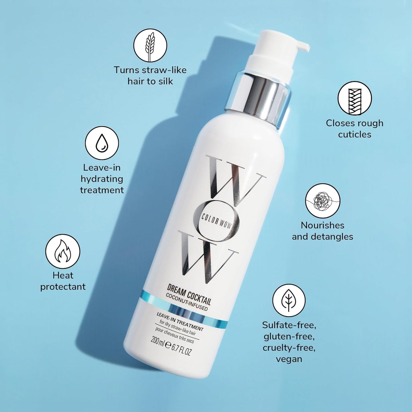 COLOR WOW Dream Cocktail Coconut Infused Leave-In Treatment – Silky, Supple, Frizz-Free Hair | Blow Dry Boost + Heat Protectant