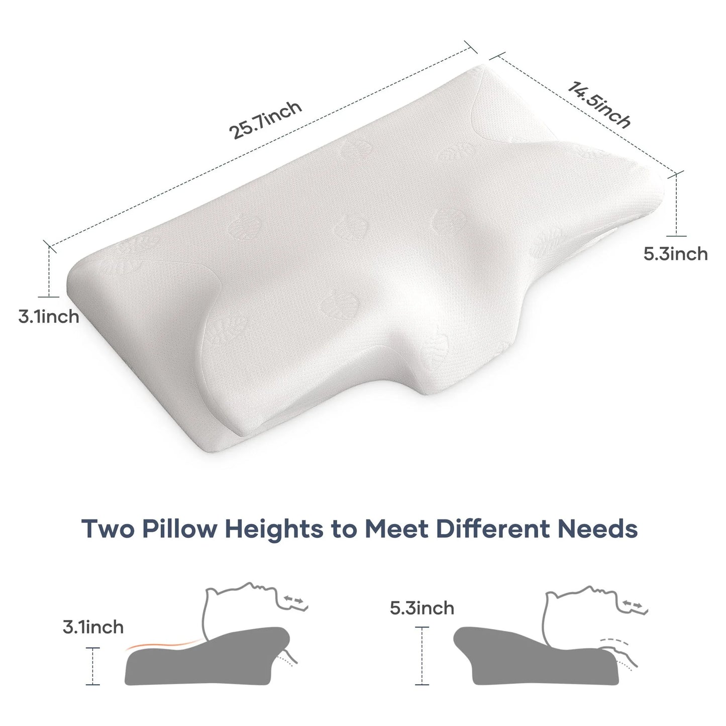 Cervical Memory Foam Pillow, Certipur-Us Certification, for Side Back & Stomach Sleepers