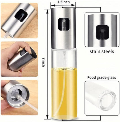 Multifunction Olive Oil Spray Bottle - Transparent Olive Oil Sprayer 100Ml Portable Olive Oil Dispenser Evenly Distributed Oil Sprayer for Cooking,Baking,Roasting,Grilling (Rose Gold)