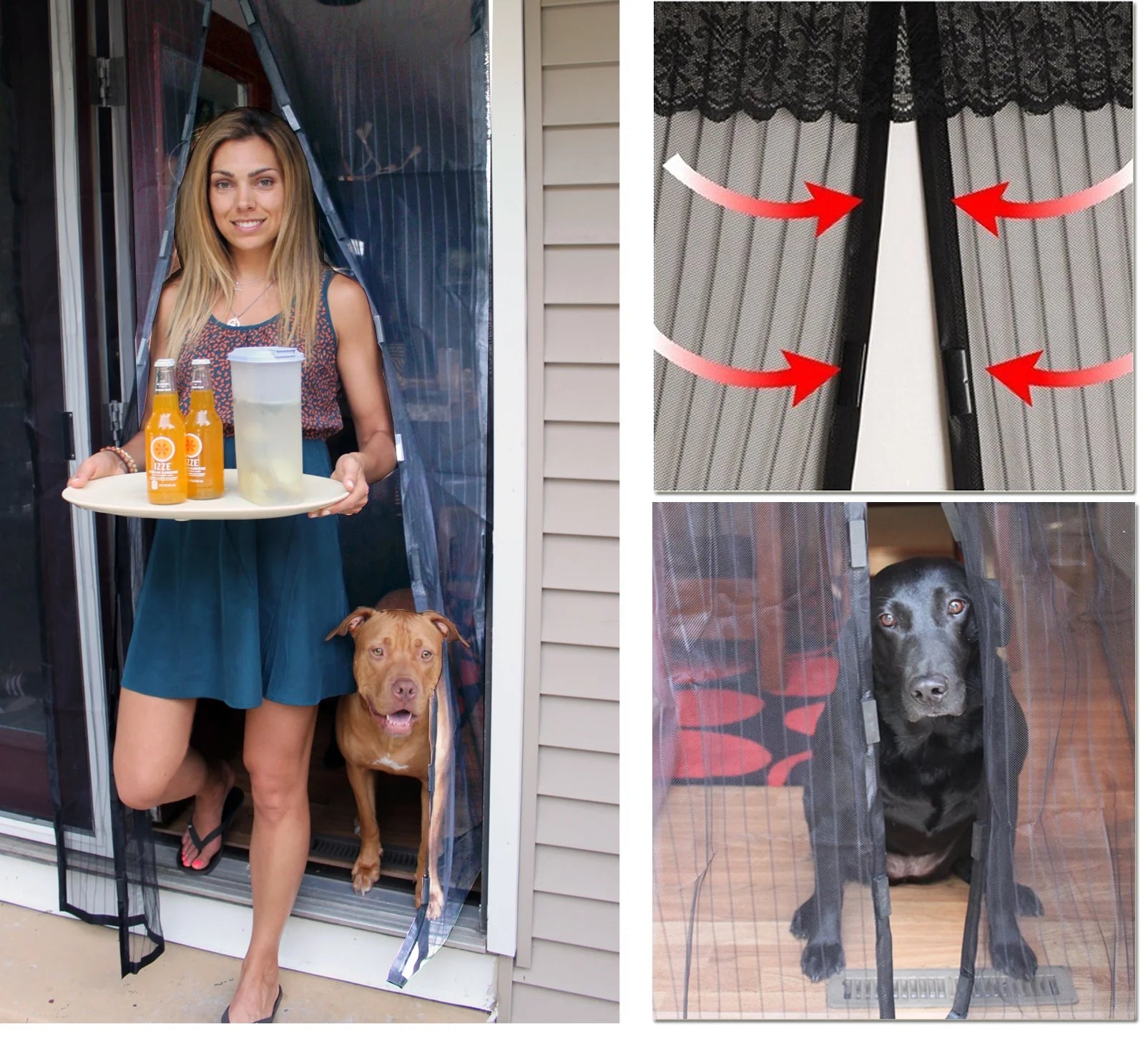 Magnetic Mesh Screen Door - Magic Bug & Mosquito Protector Door Screen - Portable, Removable, Retractable Walk through Screen Door - Deluxe