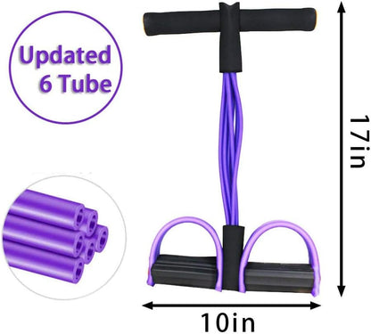 Multifunction 6-Tube Elastic Yoga Pedal Puller Resistance Band, Natural Latex Tension Rope Fitness, AB Workout Equipment for Abdomen Waist Arm Leg Stretching Slimming Training