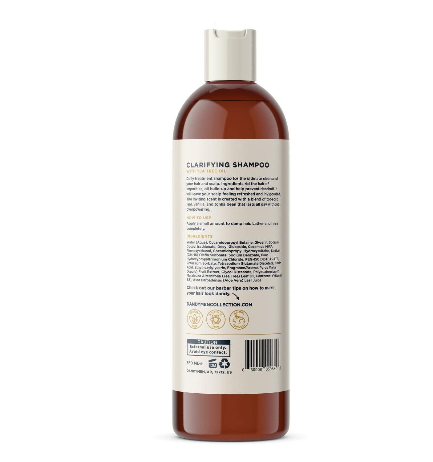 Dandymen Clarifying Shampoo with Tea Tree Oil 11.83 Oz