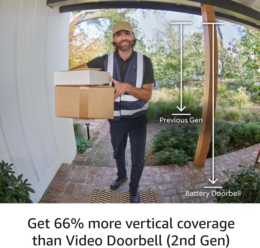 All-New  Battery Doorbell — Now with 66% More Coverage, Head-To-Toe Video, Live View with Two-Way Talk, and Motion Detection & Alerts (2024 Release), Venetian Bronze