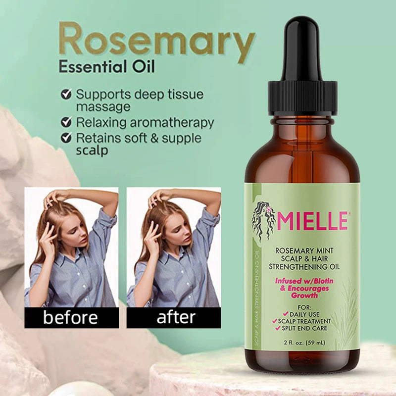 Rosemary Hair Growth Essential Oil Mint Hair Strengthening Oil Nourishing Treatment for Dry and Split Ends Organics Hair Oil