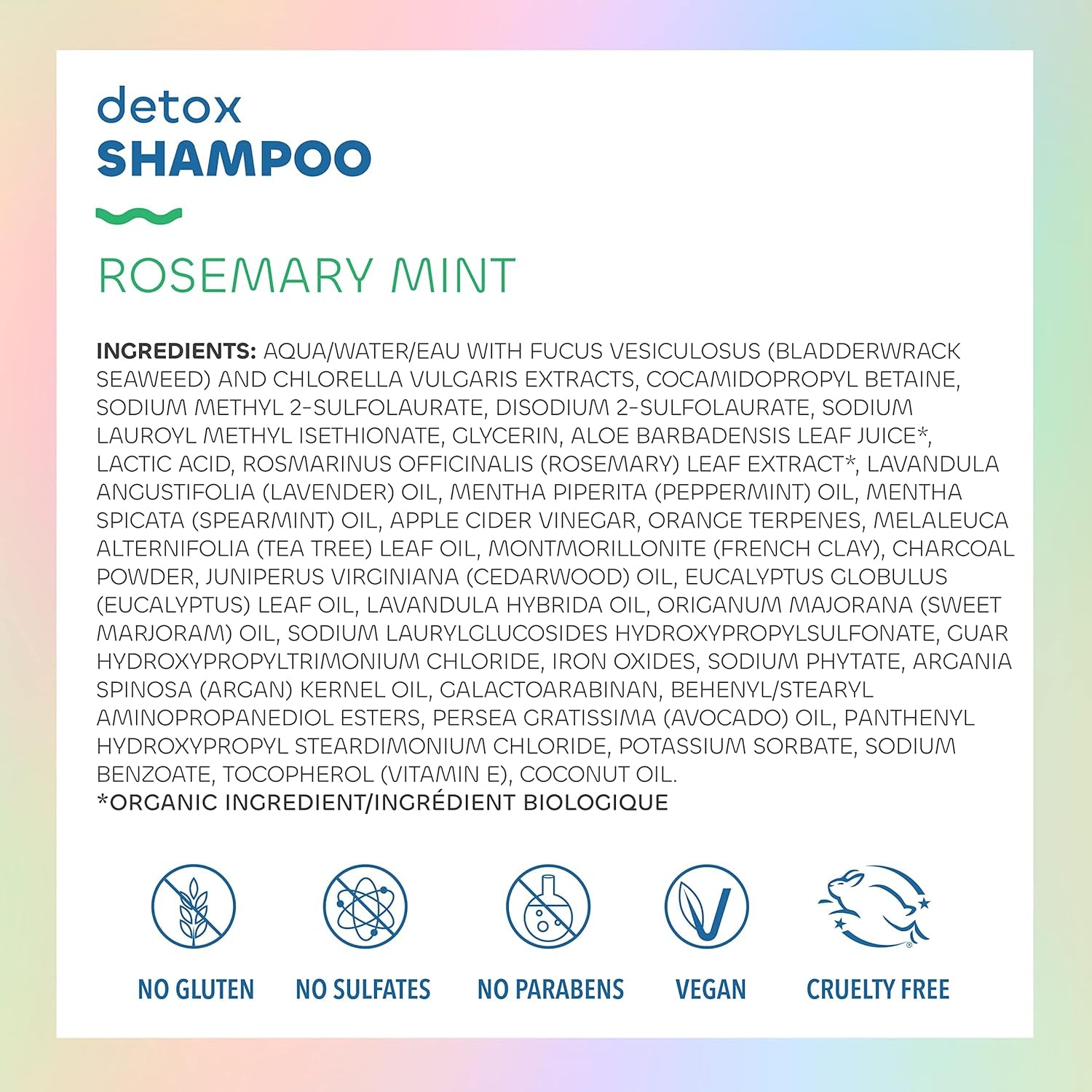 Seaweed Bath Co. Detox Shampoo, Rosemary Mint Scent, 12 Ounce, Sustainably Harvested Seaweed, French Sea Clay, Apple Cider Vinegar, for All Hair Types