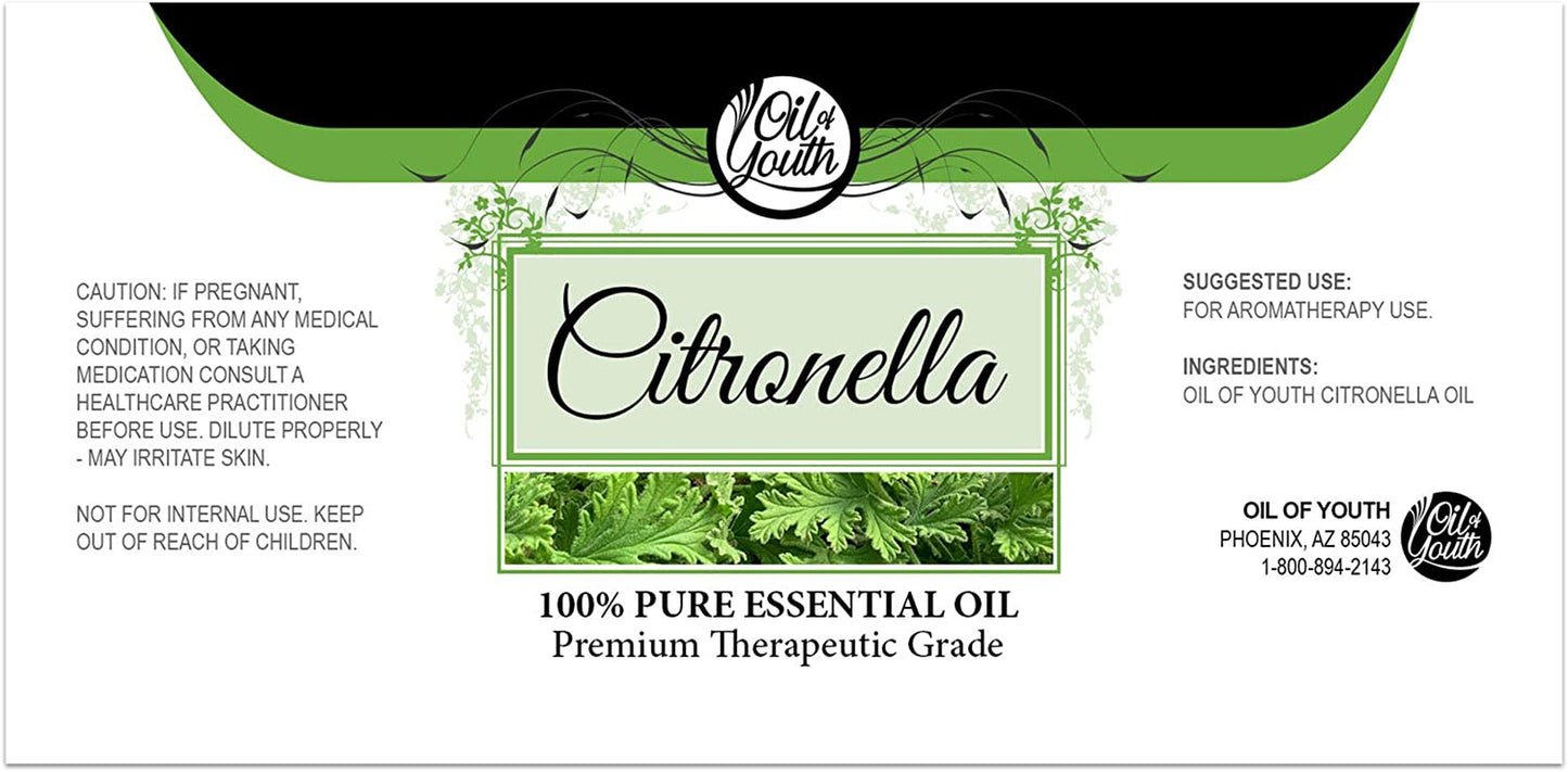 Citronella Essential Oil - Therapeutic Grade Citronella Essential Oil 4 Fl Oz for Aromatherapy Oil, Essential Oil Diffuser, Essential Oil Candle Making - Clean Burning Citronella Oil