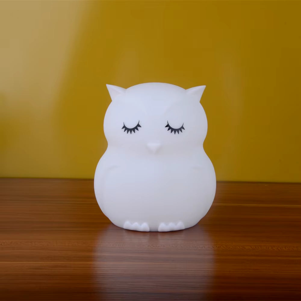 Touch Sensor RGB LED Owl Night Light Table Lamp Battery Powered Bedroom Bedside Silicone Bird Night Lamp for Children Baby Gift