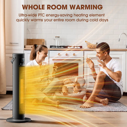 Space Heater for Indoor Use 1500W 26" Oscillating Electric Tower Electric Heater with Remote