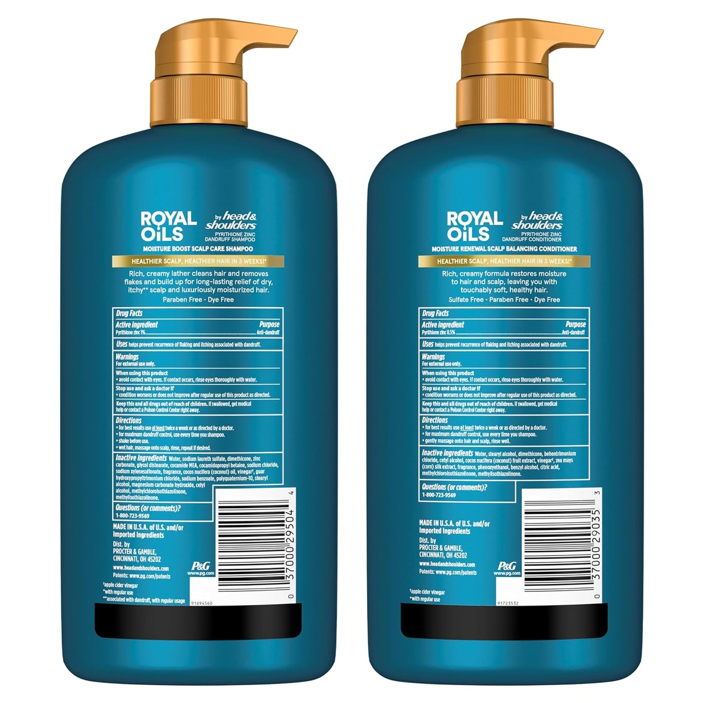 Royal Oils Dandruff Shampoo and Conditioner Set, Coconut Oil & Apple Cider Vinegar, Moisture Renewal, Scalp Relief, Curly & Coily Hair, anti Dandruff, 31.4 Fl Oz Each, 2 Pack