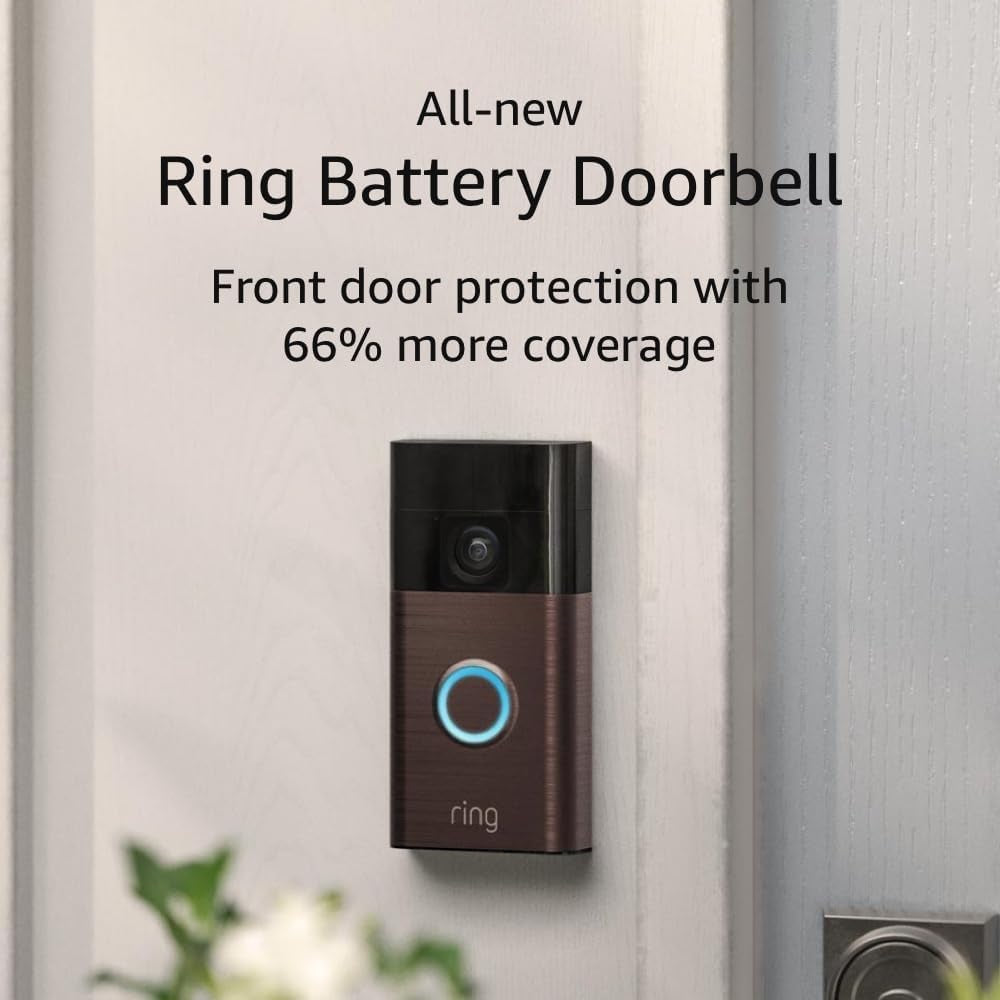 All-New  Battery Doorbell — Now with 66% More Coverage, Head-To-Toe Video, Live View with Two-Way Talk, and Motion Detection & Alerts (2024 Release), Venetian Bronze