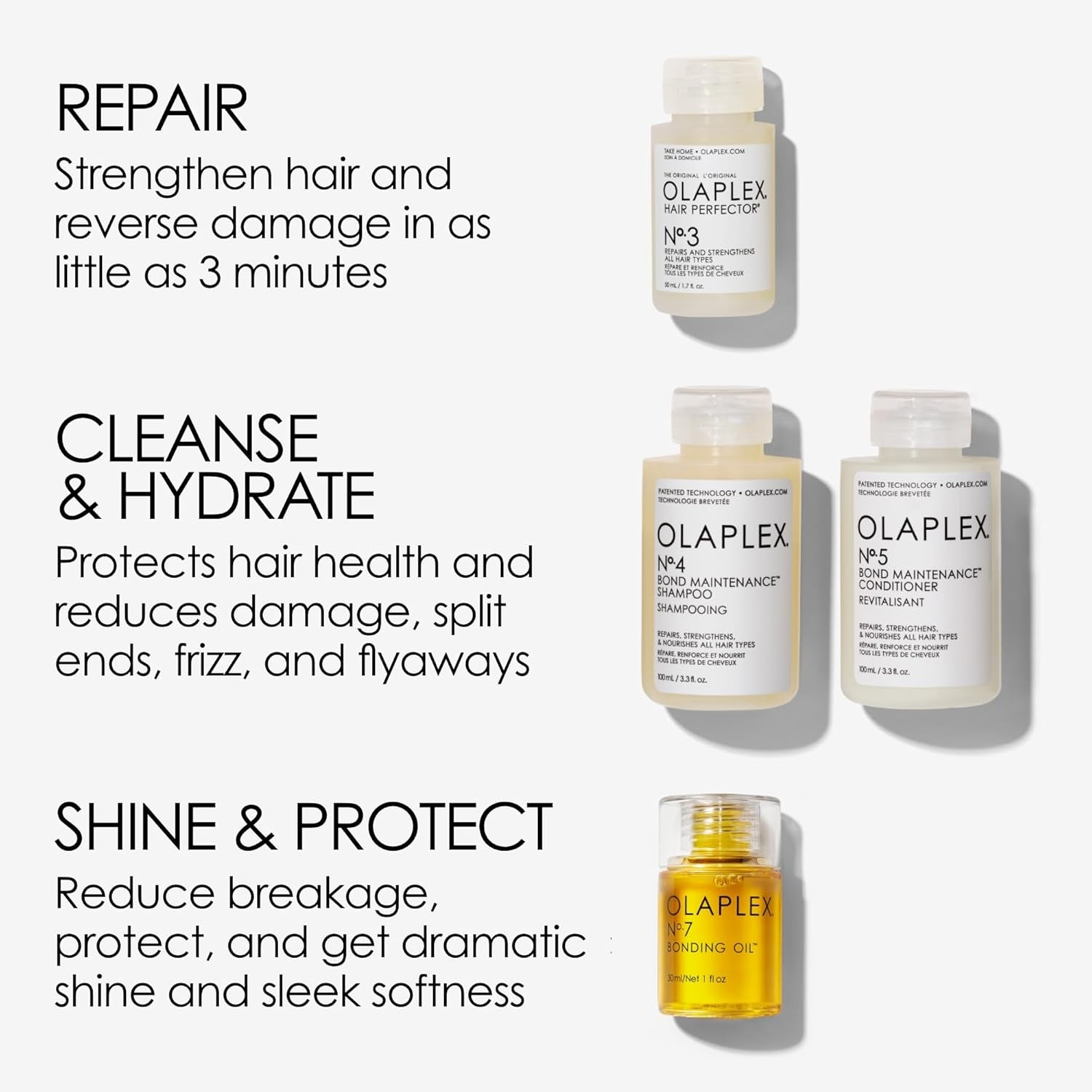 in Good Repair Hair Kit: No. 3, 4, 5, 7, Shampoo & Conditioner Set, Hydrate, & Control Frizz (72H), Bonding Oil to Shine & Protect, Perfector to Strengthen & Reverse Damage