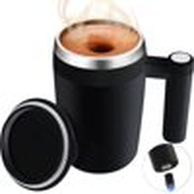 Rechargeable Self Stirring Mug - Magnetic Electric Auto Mixing Stainless Steel Cup for Office/Kitchen/Travel/Home Coffee/Tea/Hot Chocolate/Milk-430 Ml/14.5 Oz(Black)