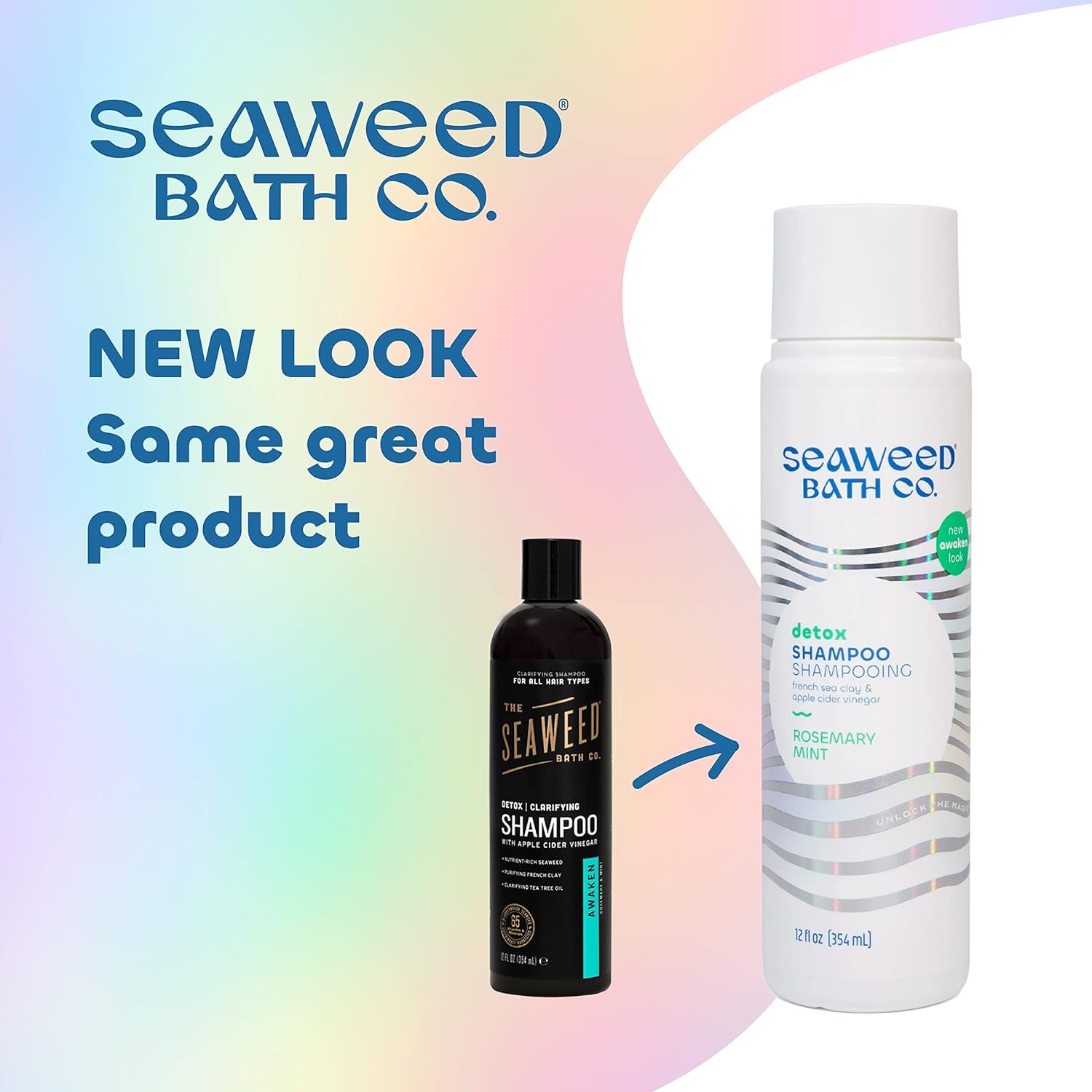 Seaweed Bath Co. Detox Shampoo, Rosemary Mint Scent, 12 Ounce, Sustainably Harvested Seaweed, French Sea Clay, Apple Cider Vinegar, for All Hair Types