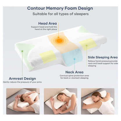 Cervical Memory Foam Pillow, Certipur-Us Certification, for Side Back & Stomach Sleepers