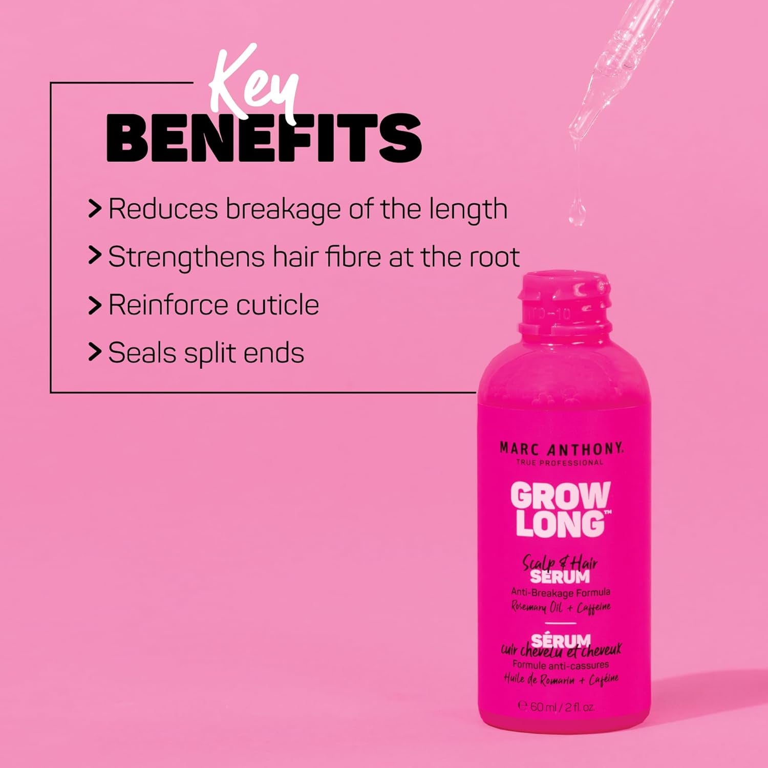 Grow Long Scalp & Hair Serum - Anti-Breakage Formula Nourish, Strengthen & Hydrate Scalp & Hair Follicles - Natural Shine & Fuller-Looking Hair Strands from Root to Tip, 2 Fl Oz