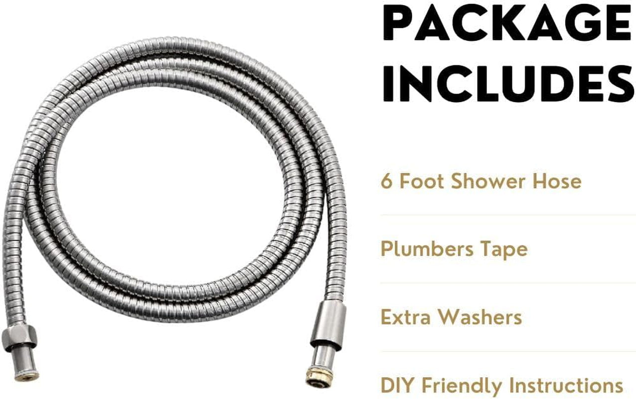 Universal 72" Extra Long Shower Replacement Hose, Leak Proof Stainless Steel Shower Hose, Kink-Free Anti-Twisting Design, Brushed Nickel