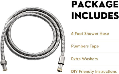 Universal 72" Extra Long Shower Replacement Hose, Leak Proof Stainless Steel Shower Hose, Kink-Free Anti-Twisting Design, Brushed Nickel