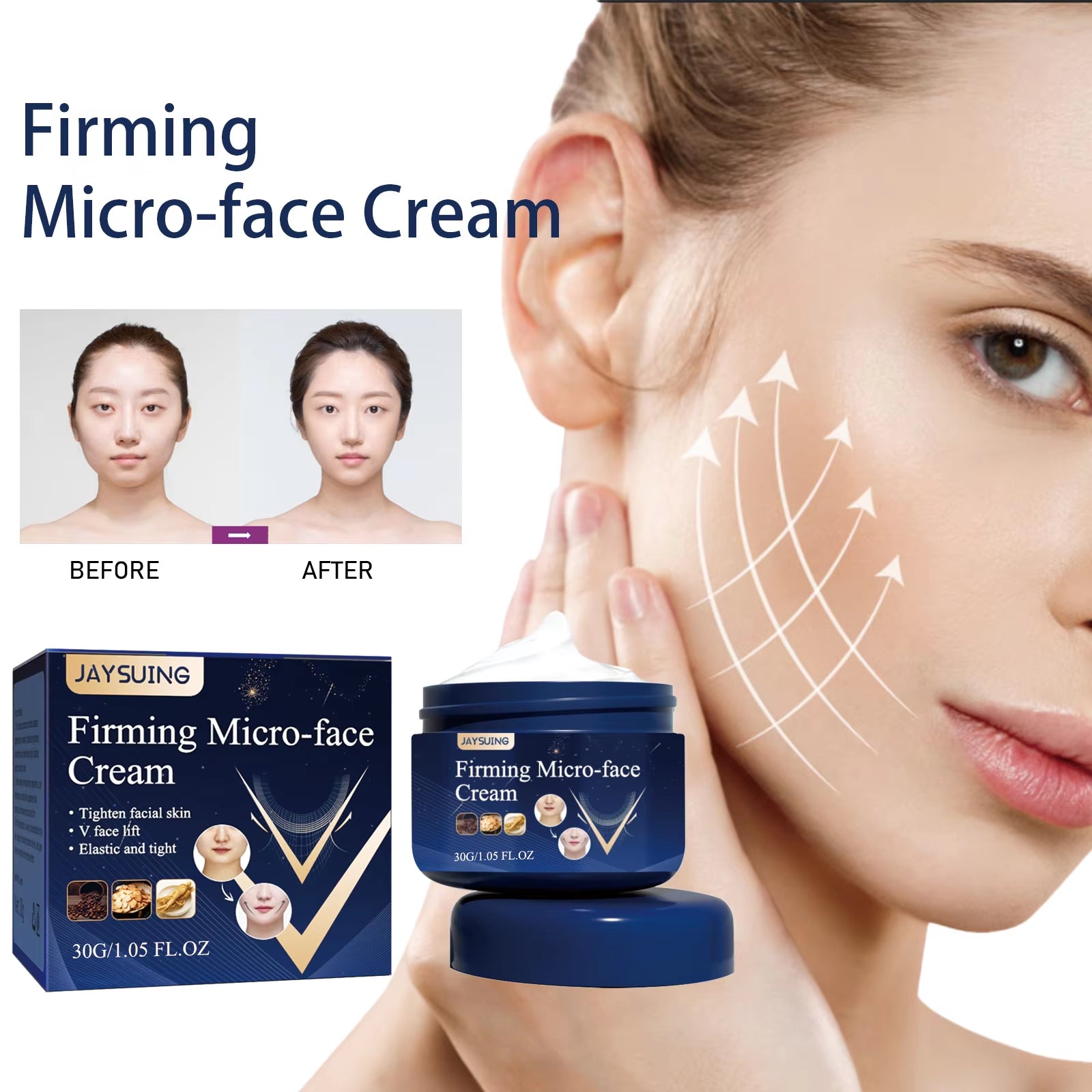 Firming Micro-Face Cream, V Face Cream, Instant Face Lift Cream, Lifting & Firming Formula for Facial