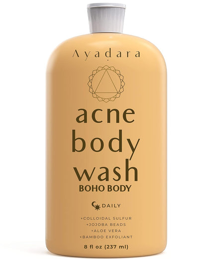 Boho Body Acne Body Wash, 8Oz, Back Acne Treatment Body Wash, Acne Body Wash with Hydrating Aloe Vera, Body Acne Wash That Hydrates Skin, Body Wash for Sensitive Skin Men and Women, 50+ Uses