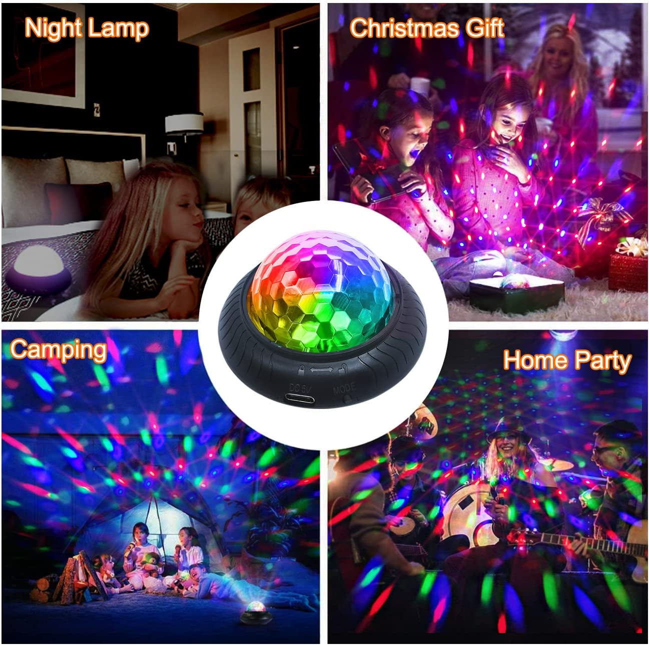 Mini Disco Party Light Night Light 2 in 1 Flashes with Music Sound Activated Multicolor Disco Ball Rechargeable Battery Operated Mini Disco Ball Suitable for Indoors/Outdoors…