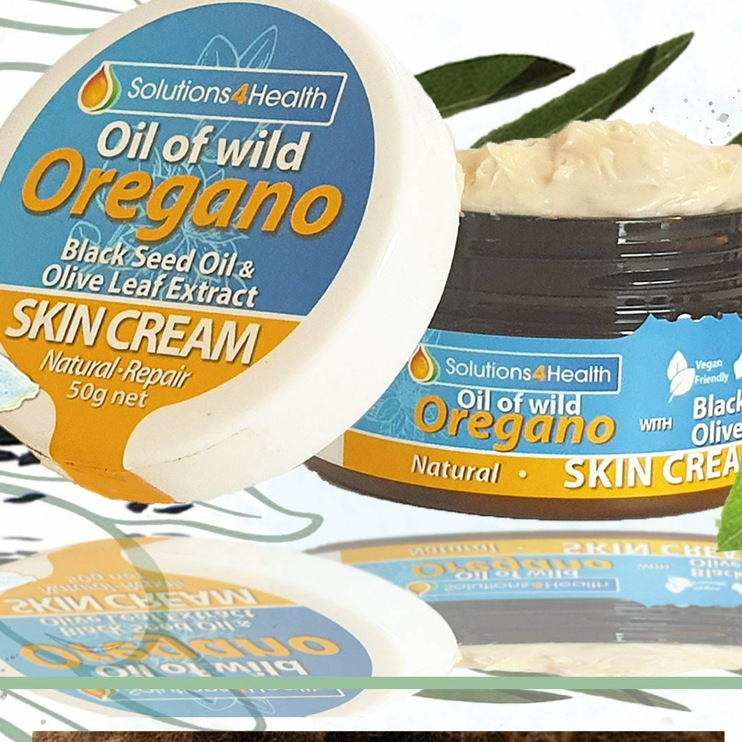 Solutions 4 Health Oil of Wild Oregano Skin Cream 50G Black Seed Oil Olive Leaf